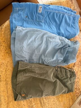 Polo by Ralph Lauren Light Blue and Sky Blue Men’s Swim Trunks with Olive Pair